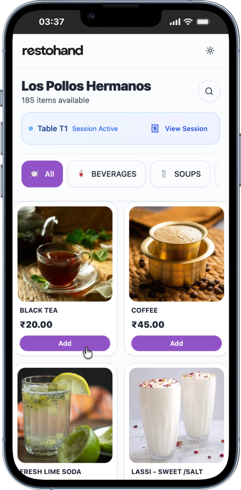 Customer scanning QR code